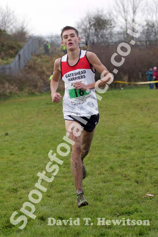 Lewis Hogg (Gateshead0 finishing 3rd under-20 men 2012 North East Championships, Summerhill Country Park, Hartlepool.